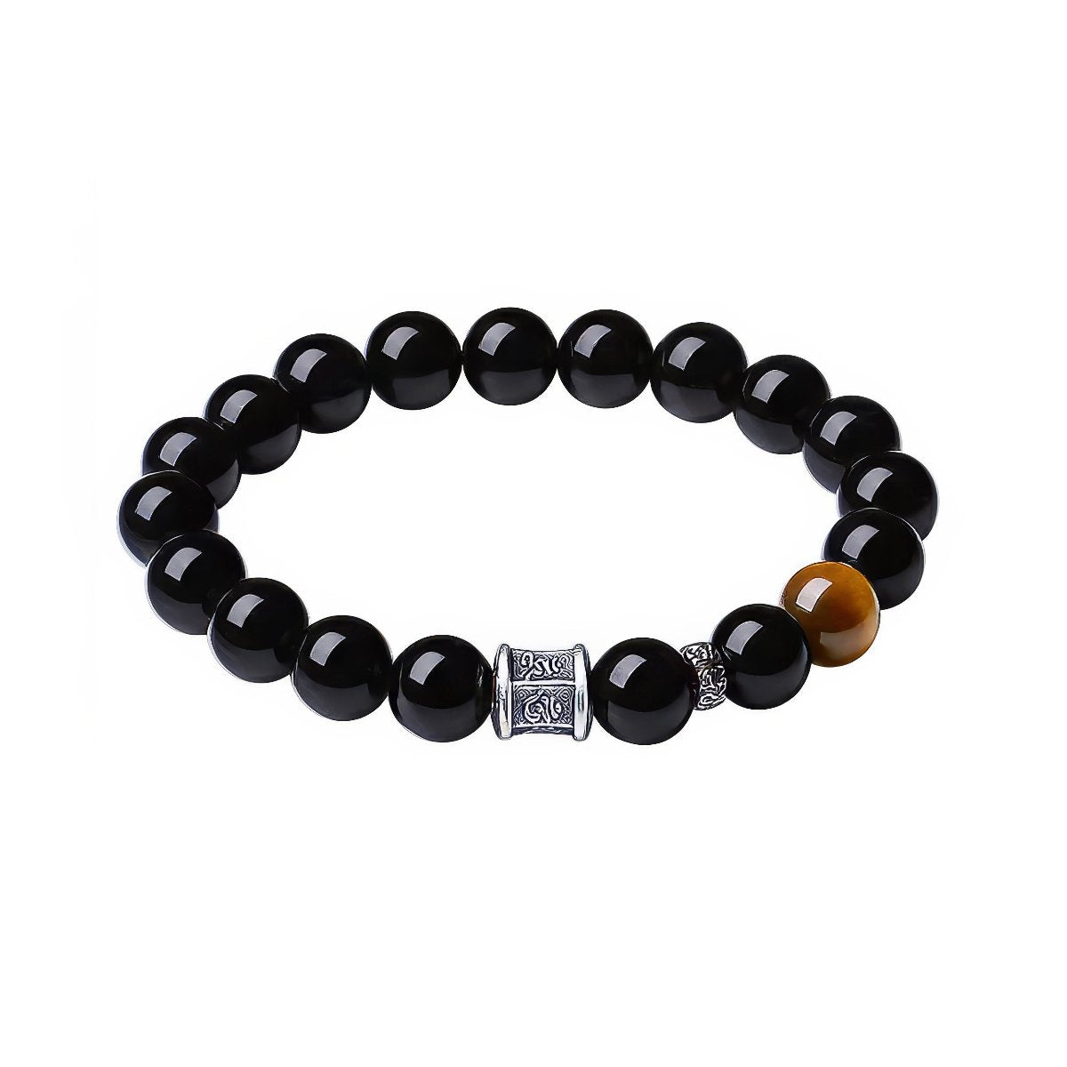 S999 Silver Obsidian Tiger Eye Stone Bracelet