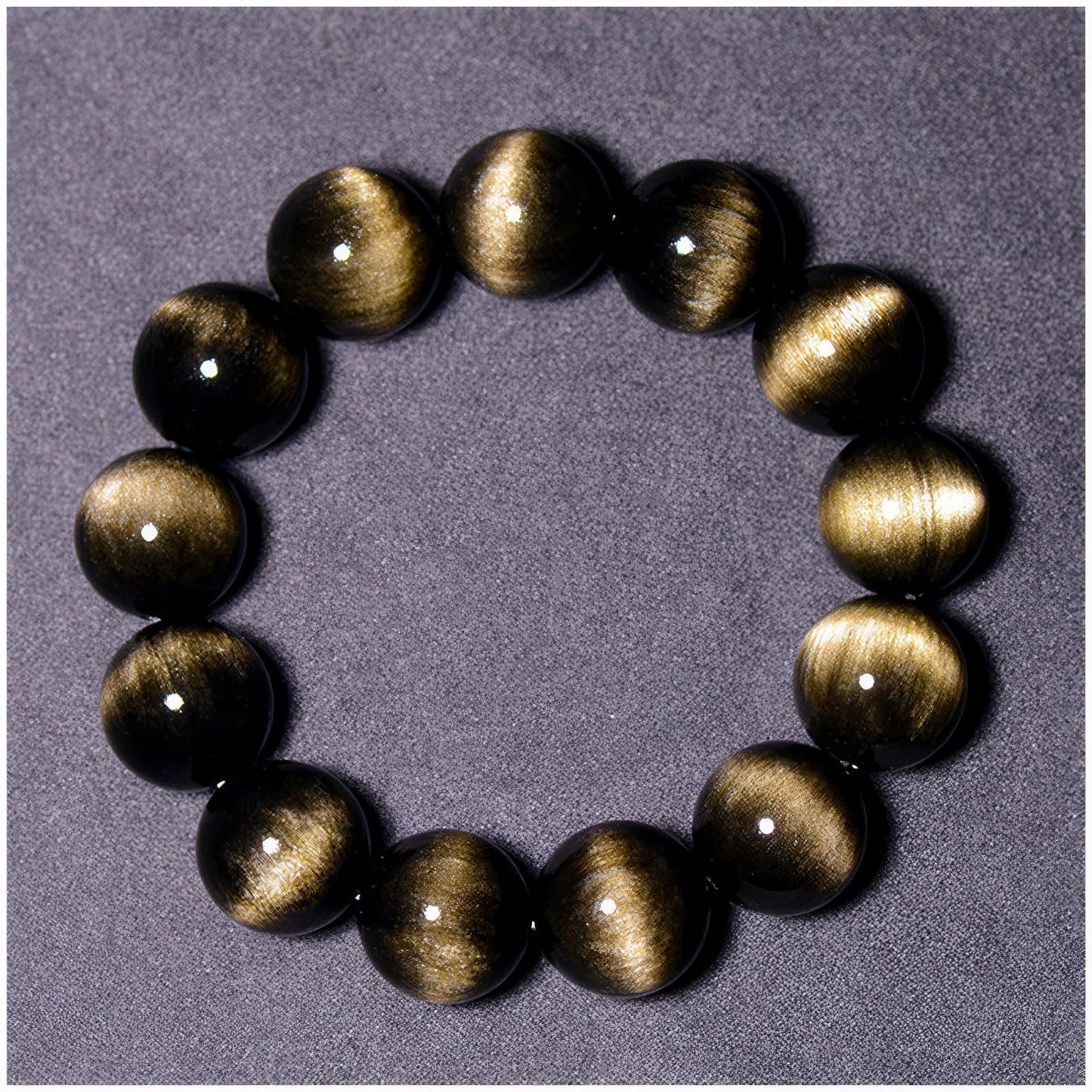 Gold Obsidian Double Cat's Eye Bracelet