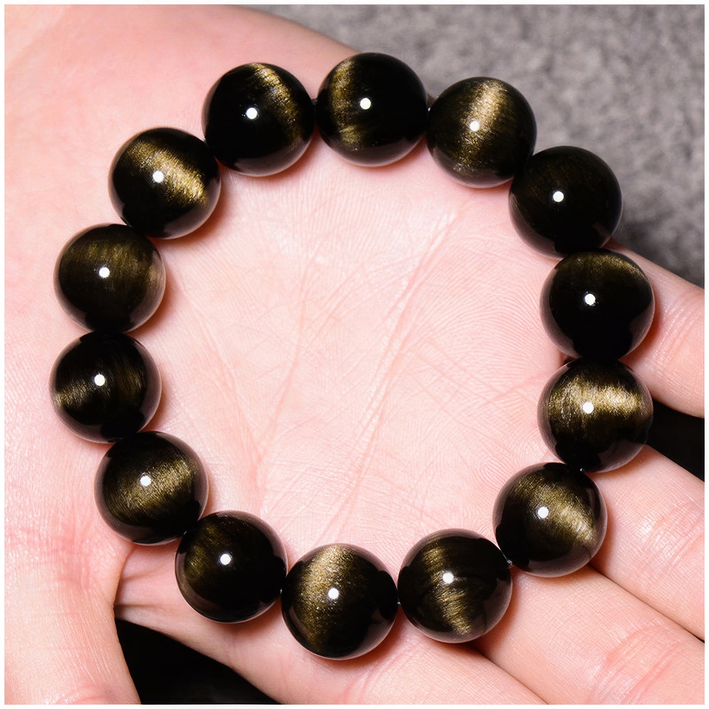 Gold Obsidian Double Cat's Eye Bracelet