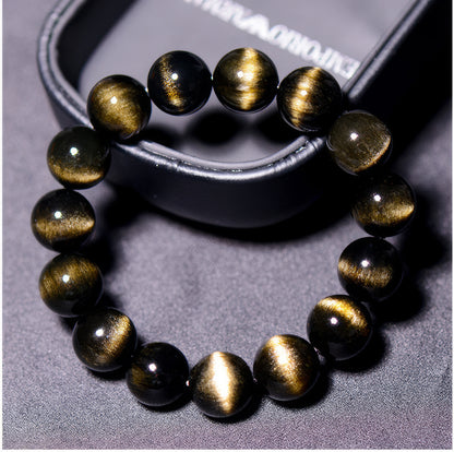 Gold Obsidian Double Cat's Eye Bracelet