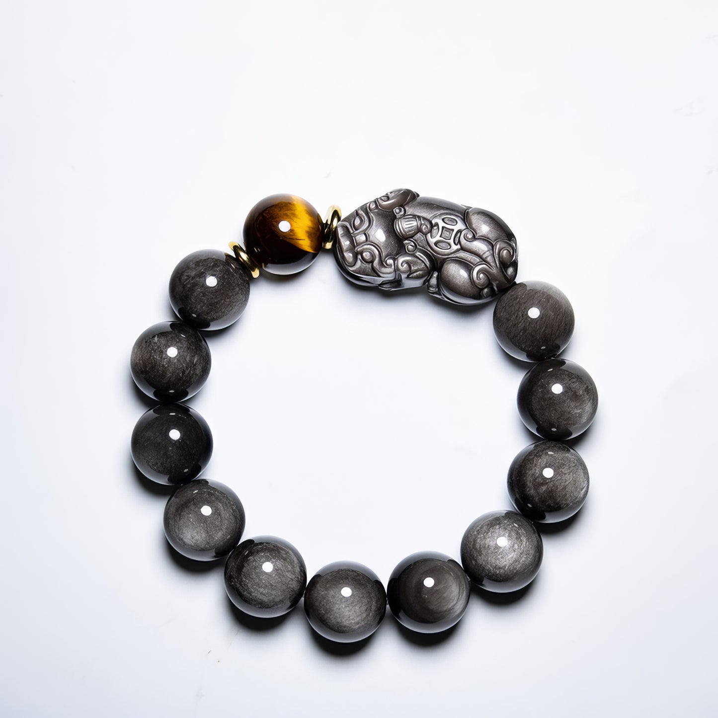 Natural Silver Obsidian Single Pixiu Bracelet