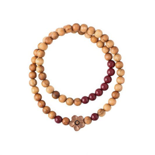 Purple Gold Sand Old Peach Wood Bracelet