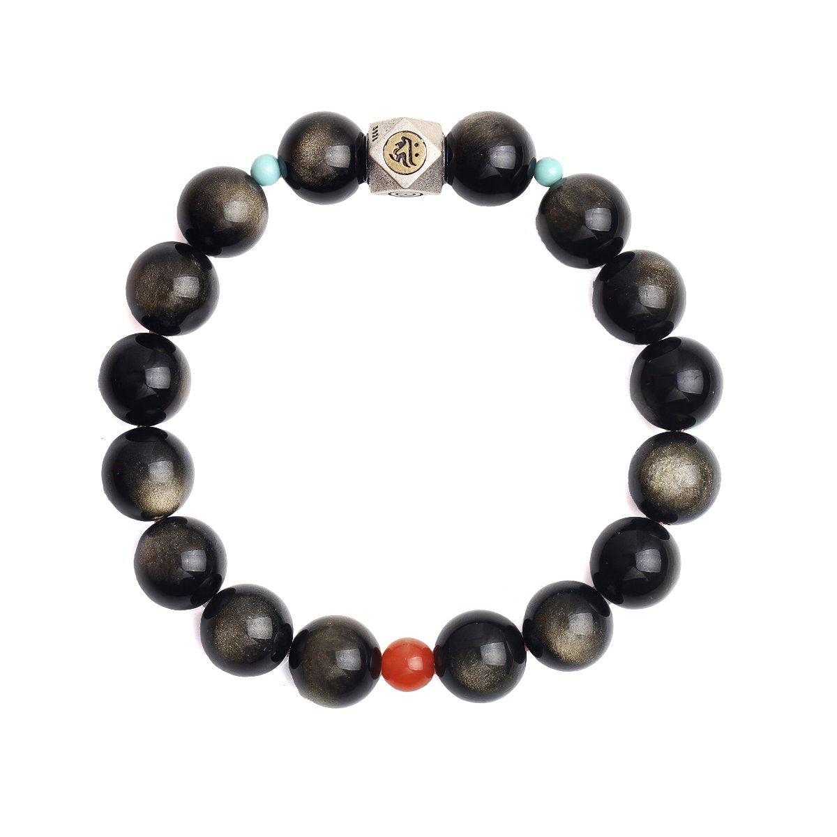 Gold Obsidian and Red Onyx Bracelet