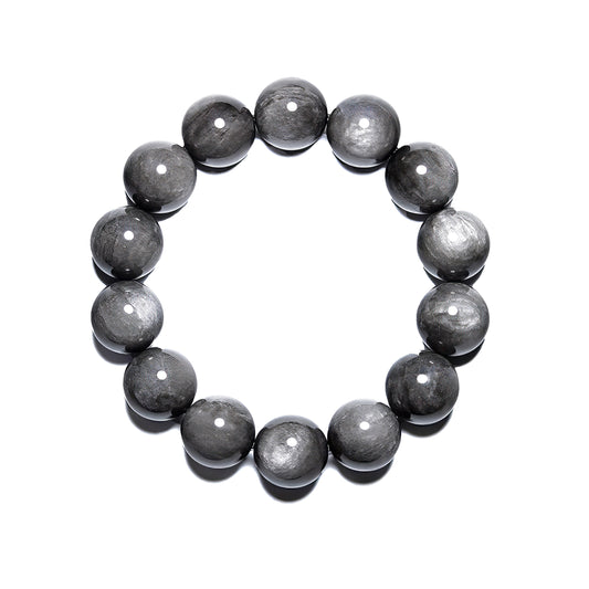 Natural Silver Obsidian Lucky Bracelet