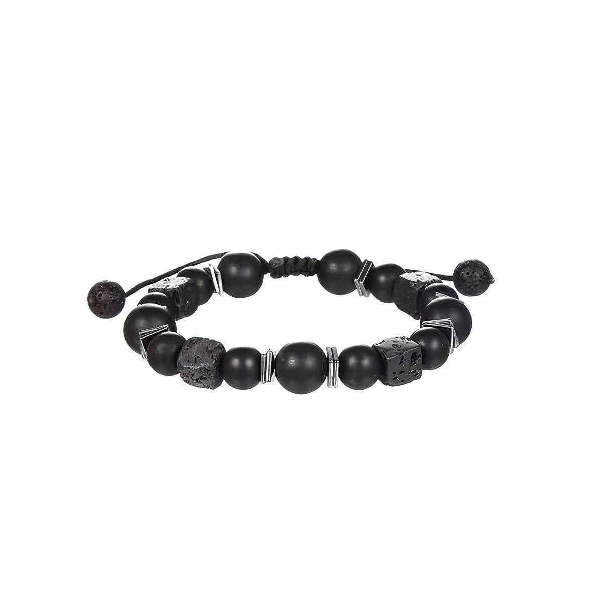 Lava Stone Square Matte Black Bracelet