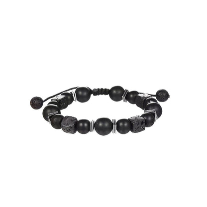 Lava Stone Square Matte Black Bracelet