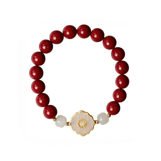 High Content of Original Ore Natural Purple Gold Sand and Hetian Jade Blessing Character Bracelet