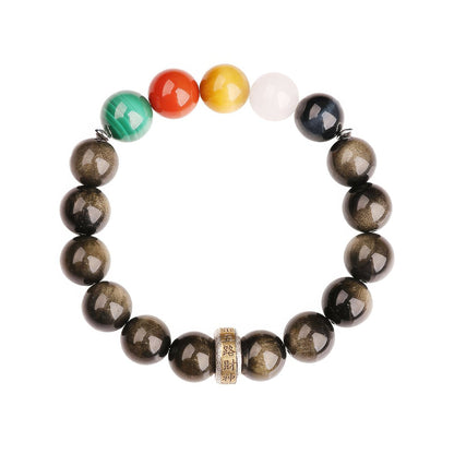 Gold Obsidian Five Elements Fortune Bracelet