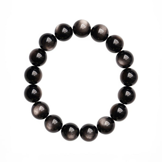 Natural Silver Obsidian Lucky Beads Bracelet