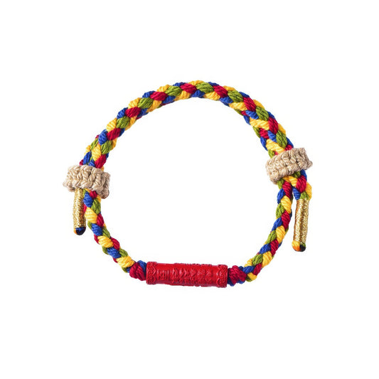 Natural Cinnabar Hand-Woven Rope Bracelet