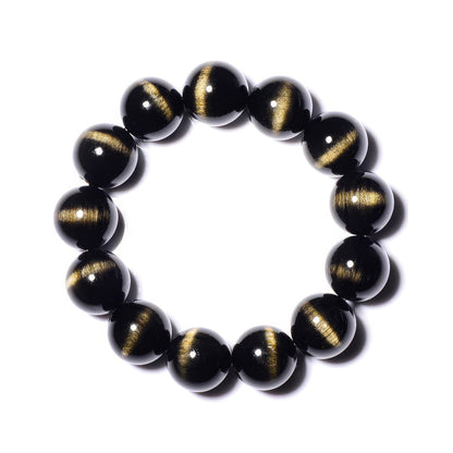 Gold Obsidian Double Cat's Eye Bracelet