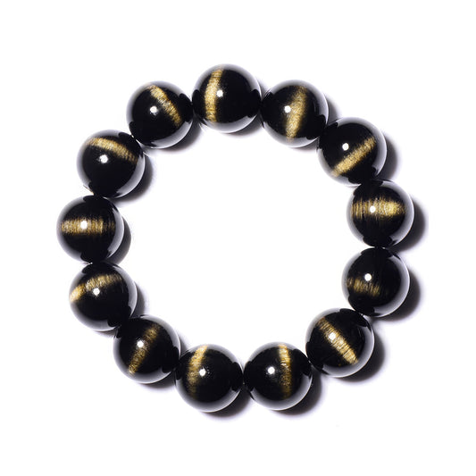 9A Natural Gold Obsidian Double Cat's Eye Bracelet