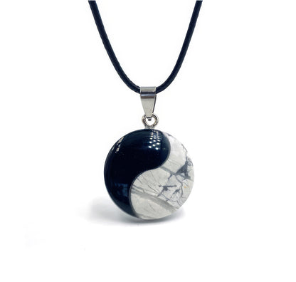 Natural White Pine Obsidian Tai Chi Pendant