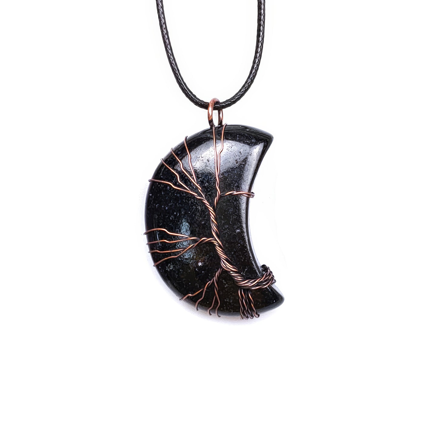 Natural Obsidian Moon Pendant