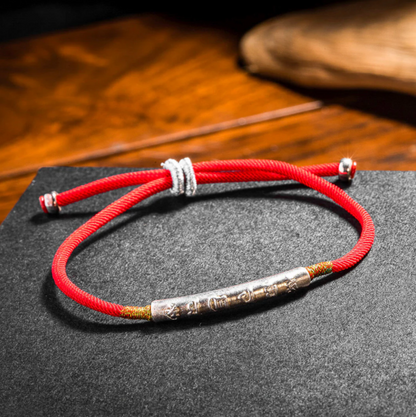 Tibetan Red String Bracelet - Buddhist Lucky Charm