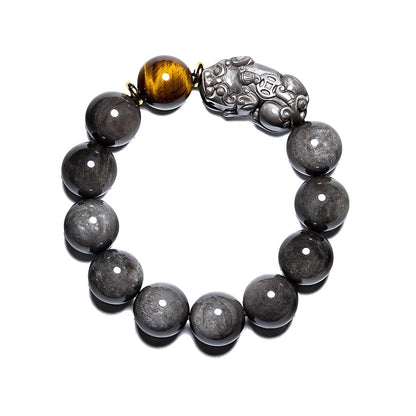 Natural Silver Obsidian Single Pixiu Bracelet