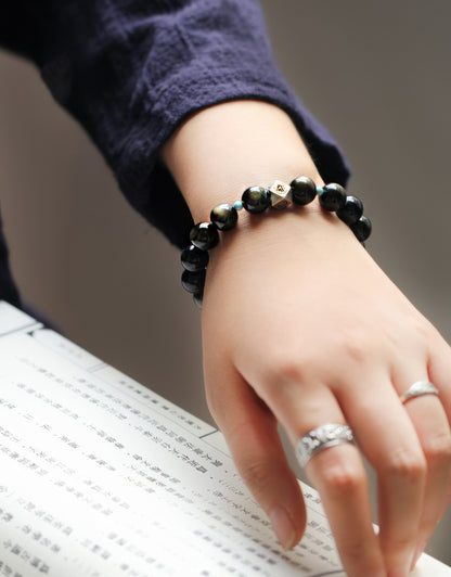 Gold Obsidian and Red Onyx Bracelet