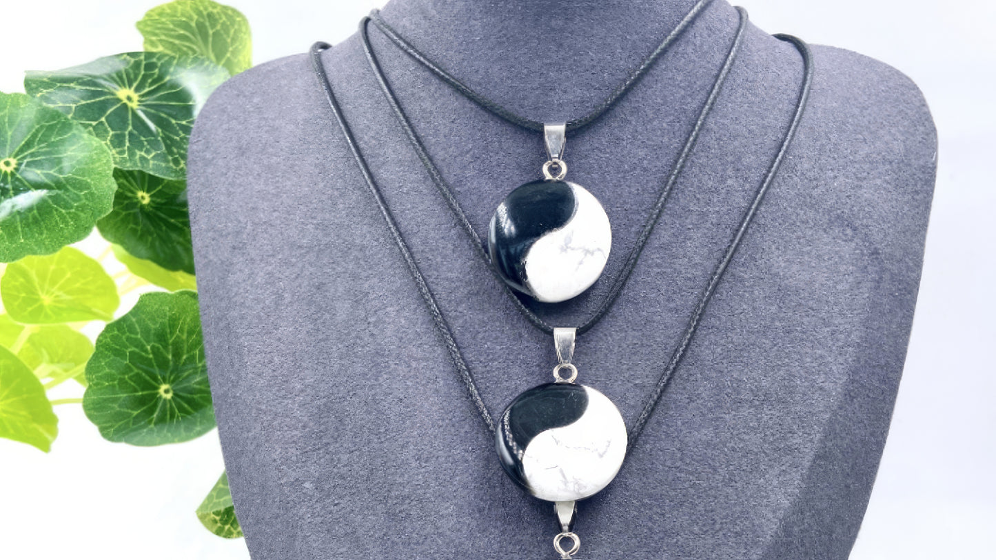 Natural White Pine Obsidian Tai Chi Pendant