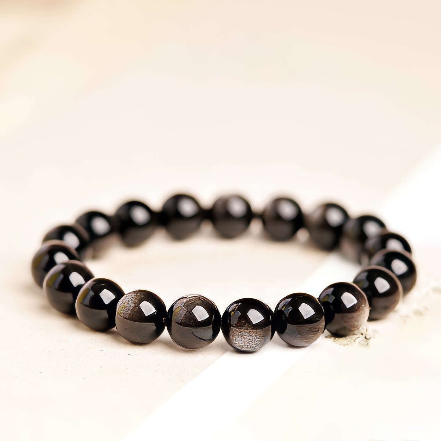 Natural Silver Obsidian Lucky Beads Bracelet