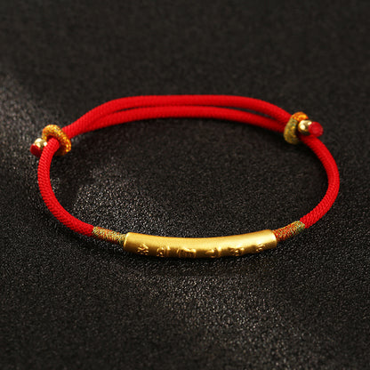 Tibetan Red String Bracelet - Buddhist Lucky Charm