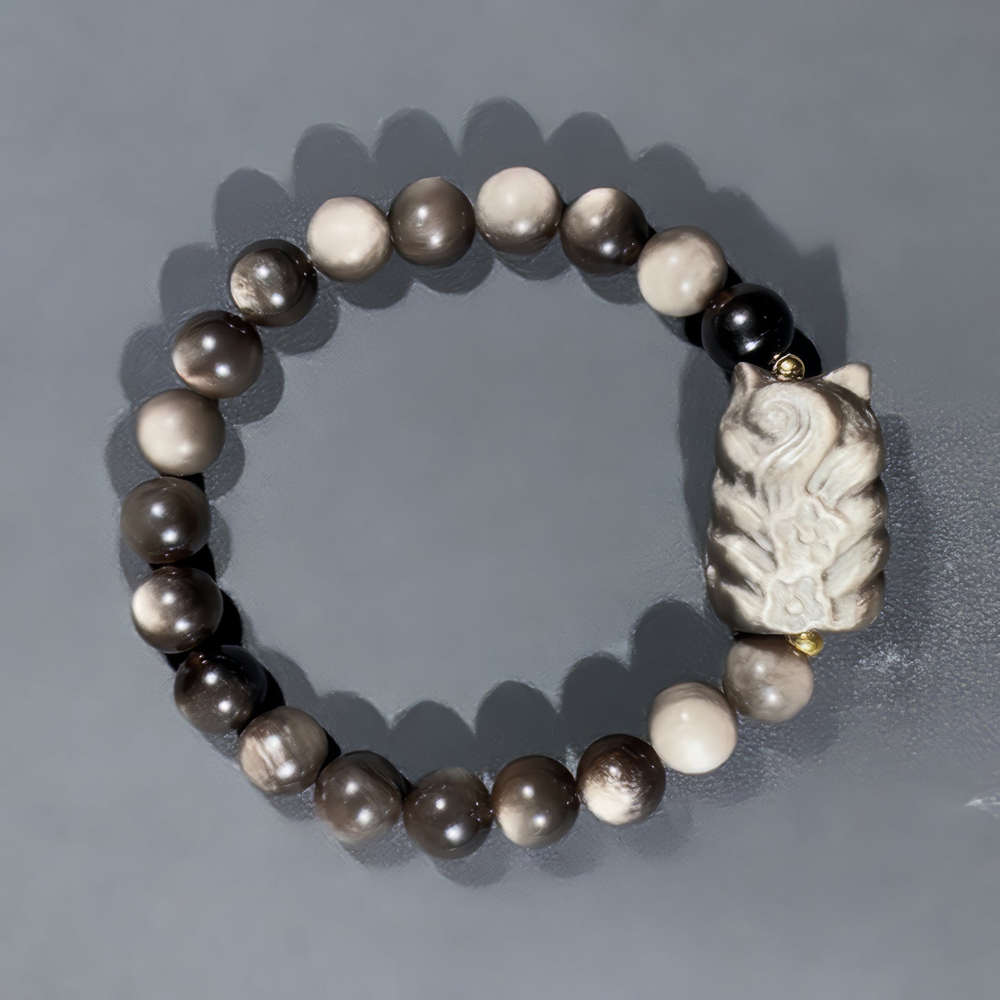 Silver Obsidian Nine-tailed Fox Bracelet