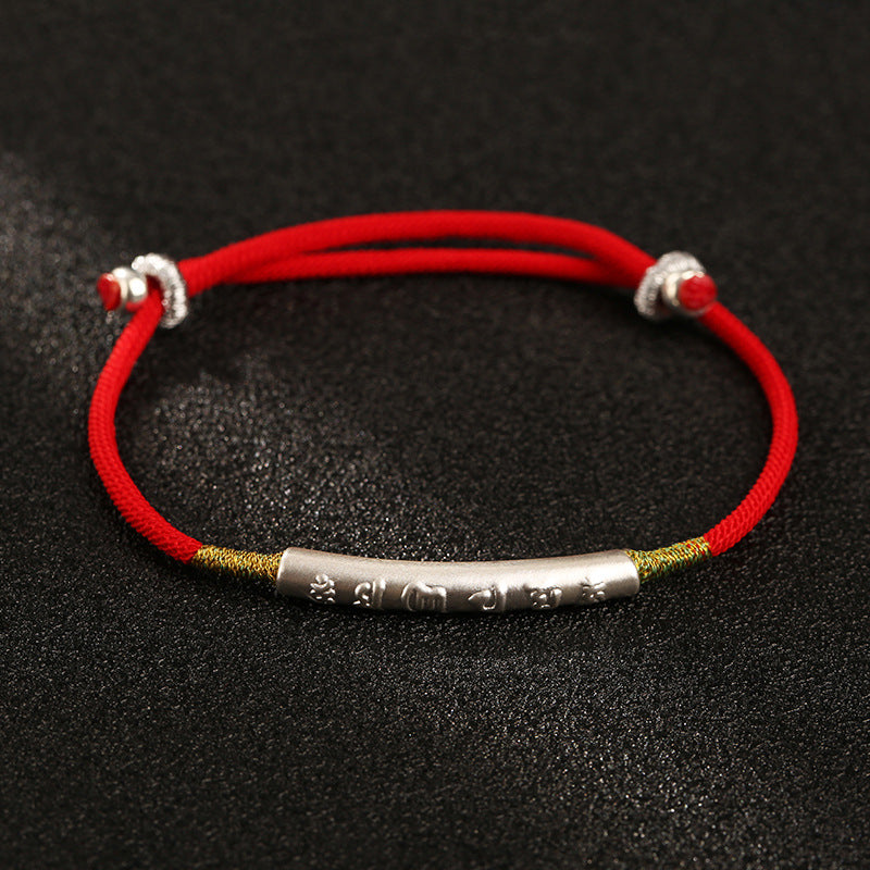 Tibetan Red String Bracelet - Buddhist Lucky Charm