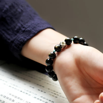 Gold Obsidian and Red Onyx Bracelet